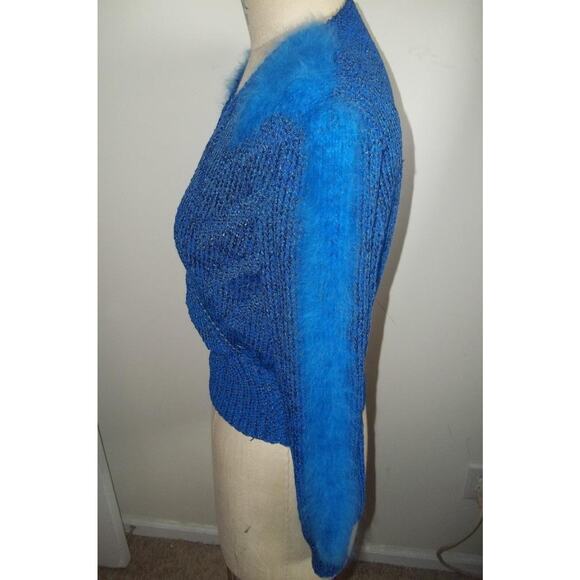 Vintage 80's Handmade Cobalt Blue Knit Sweater - Picture 10 of 10